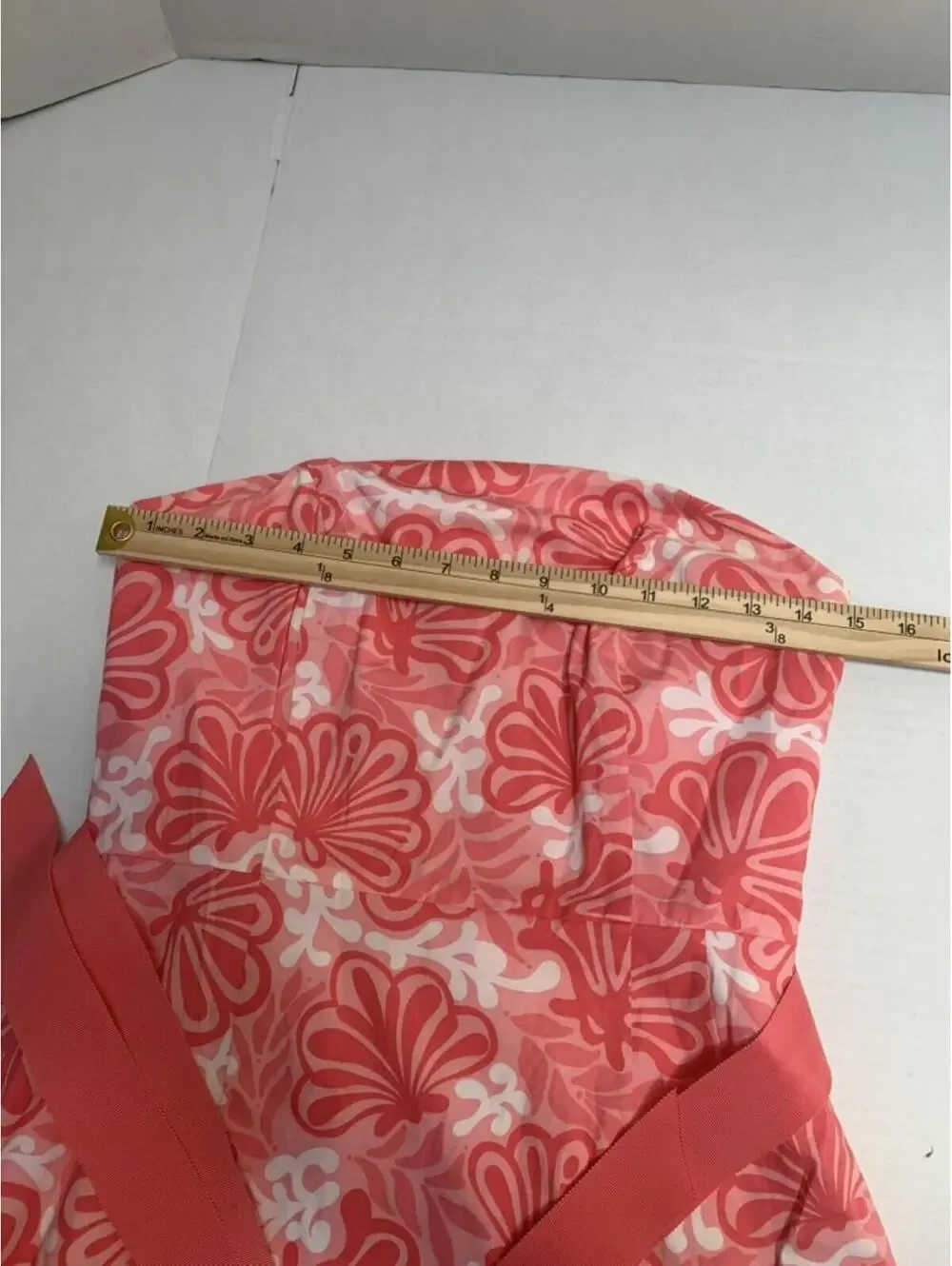 Lilly Pulitzer Sienna Size 4 Strapless Bandeau Coral Pink and White Dress - Picture 3 of 8